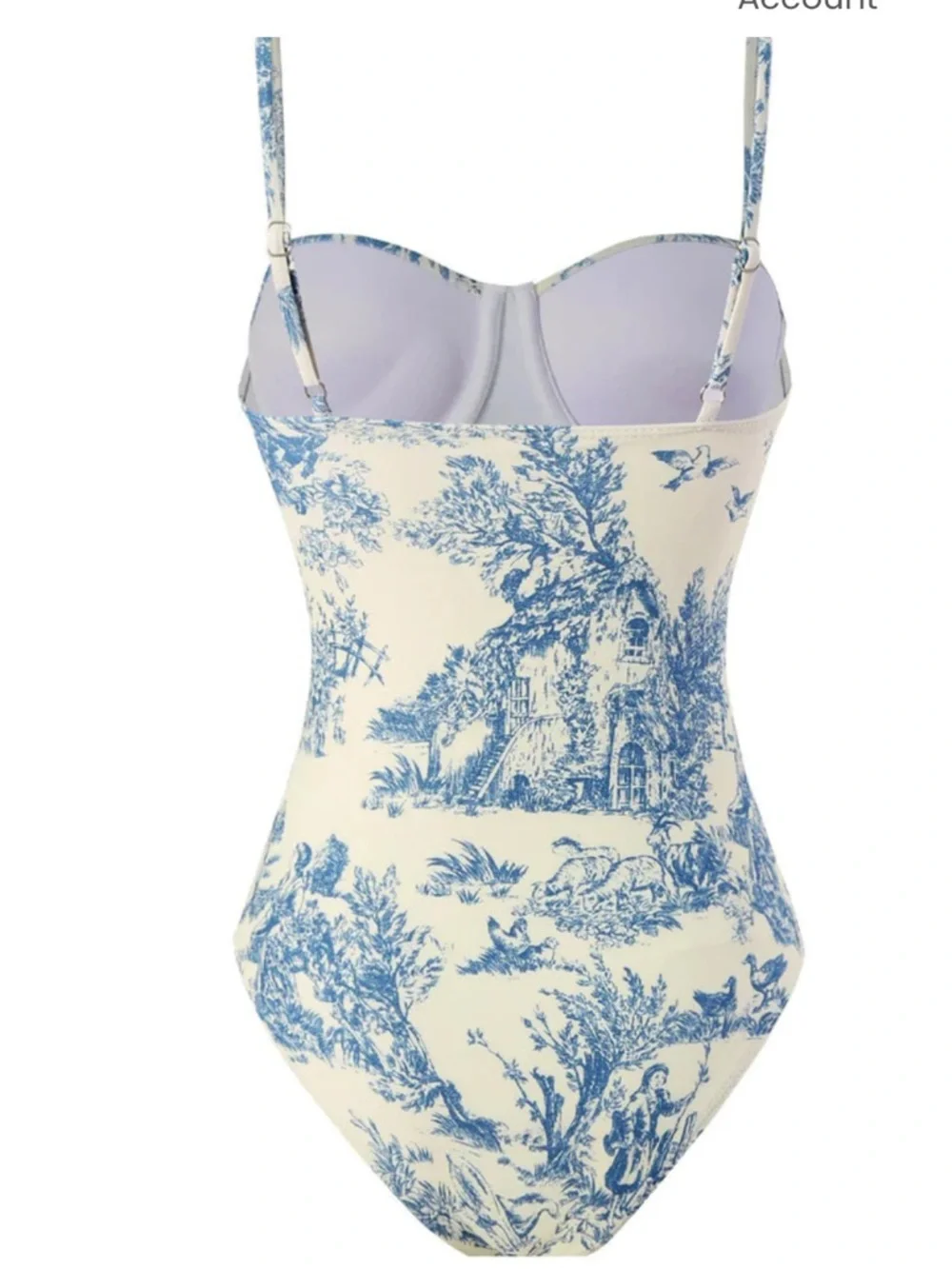 1960s Ink Floral Spaghetti Strap One-Piece Swimsuit new 🆕 - Picture 2 of 5